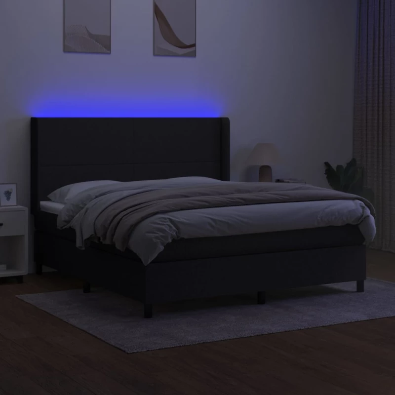 ΚΡΕΒΑΤΙ BOXSPRING ΜΕ ΣΤΡΩΜΑ & LED ΜΑΥΡΟ 180X200 ΕΚ. ΥΦΑΣΜΑΤΙΝΟ 3138175
