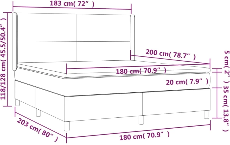 ΚΡΕΒΑΤΙ BOXSPRING ΜΕ ΣΤΡΩΜΑ & LED ΜΑΥΡΟ 180X200 ΕΚ. ΥΦΑΣΜΑΤΙΝΟ 3138175