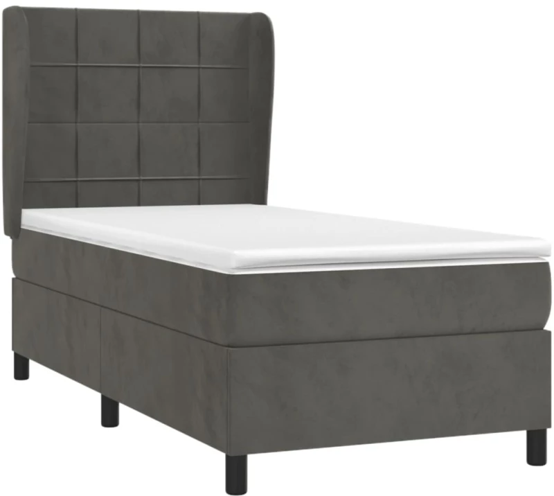 ΚΡΕΒΑΤΙ BOXSPRING ΜΕ ΣΤΡΩΜΑ ΣΚΟΥΡΟ ΓΚΡΙ 80X200 ΕΚ. ΒΕΛΟΥΔΙΝΟ 3129178