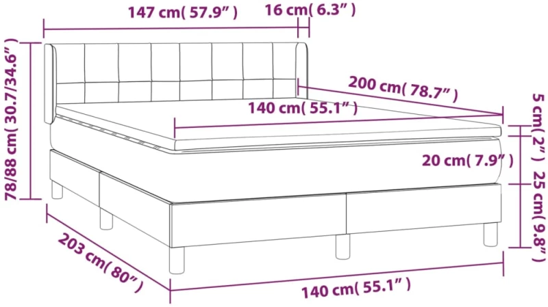 ΚΡΕΒΑΤΙ BOXSPRING ΜΕ ΣΤΡΩΜΑ ΑΝΟΙΧΤΟ ΓΚΡΙ 140X200 ΕΚ. ΒΕΛΟΥΔΙΝΟ 3130961
