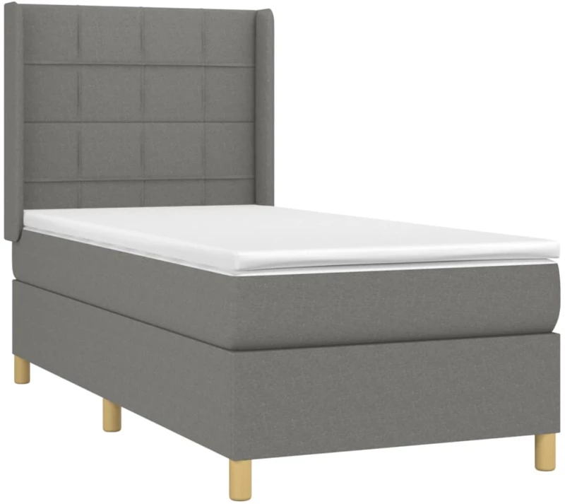 ΚΡΕΒΑΤΙ BOXSPRING ΜΕ ΣΤΡΩΜΑ ΣΚΟΥΡΟ ΓΚΡΙ 100X200 ΕΚ. ΥΦΑΣΜΑΤΙΝΟ 3131970