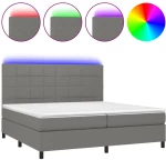 ΚΡΕΒΑΤΙ BOXSPRING ΜΕ ΣΤΡΩΜΑ & LED ΣΚ.ΓΚΡΙ 200X200ΕΚ. ΥΦΑΣΜΑΤΙΝΟ 3134902