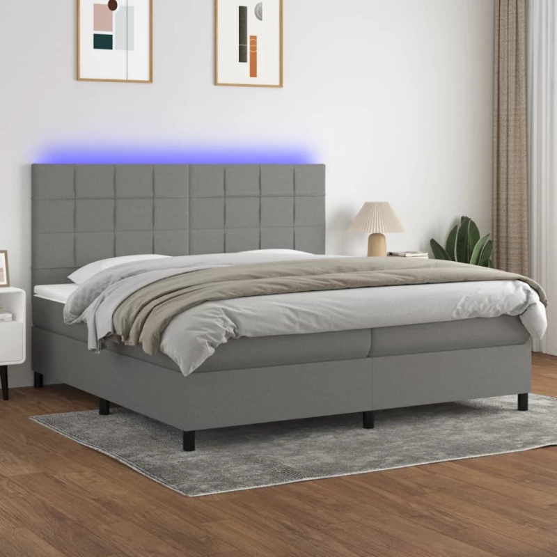 ΚΡΕΒΑΤΙ BOXSPRING ΜΕ ΣΤΡΩΜΑ & LED ΣΚ.ΓΚΡΙ 200X200ΕΚ. ΥΦΑΣΜΑΤΙΝΟ 3134902