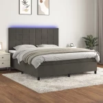 ΚΡΕΒΑΤΙ BOXSPRING ΜΕ ΣΤΡΩΜΑ & LED ΣΚ. ΓΚΡΙ 180X200ΕΚ. ΒΕΛΟΥΔΙΝΟ 3136138