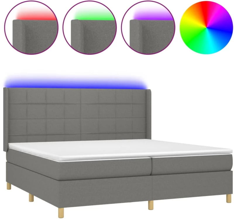 ΚΡΕΒΑΤΙ BOXSPRING ΜΕ ΣΤΡΩΜΑ & LED ΣΚ.ΓΚΡΙ 200X200ΕΚ. ΥΦΑΣΜΑΤΙΝΟ 3138902