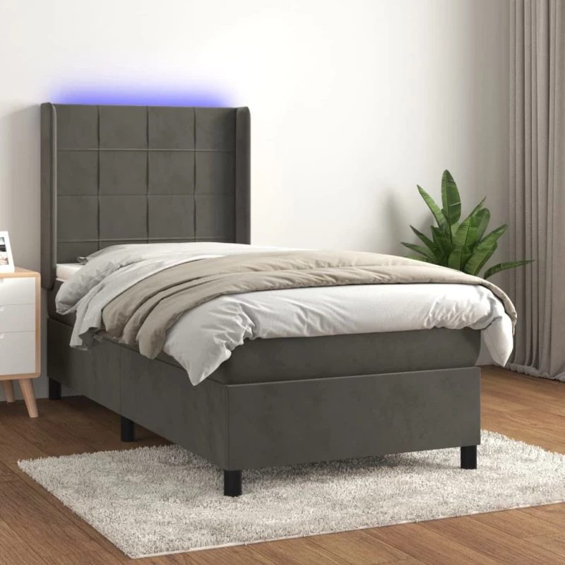 ΚΡΕΒΑΤΙ BOXSPRING ΜΕ ΣΤΡΩΜΑ & LED ΣΚ. ΓΚΡΙ 90X200 ΕΚ. ΒΕΛΟΥΔΙΝΟ 3139542