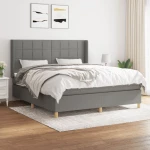 ΚΡΕΒΑΤΙ BOXSPRING ΜΕ ΣΤΡΩΜΑ ΣΚΟΥΡΟ ΓΚΡΙ 160X200 ΕΚ ΥΦΑΣΜΑΤΙΝΟ 3132002