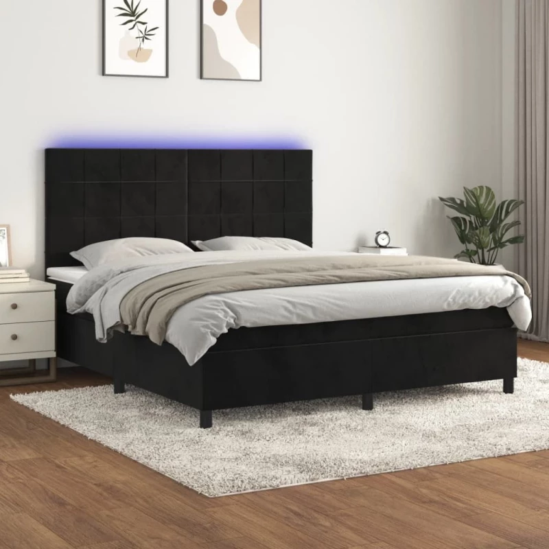 ΚΡΕΒΑΤΙ BOXSPRING ΜΕ ΣΤΡΩΜΑ & LED ΜΑΥΡΟ 160X200 ΕΚ. ΒΕΛΟΥΔΙΝΟ 3136133