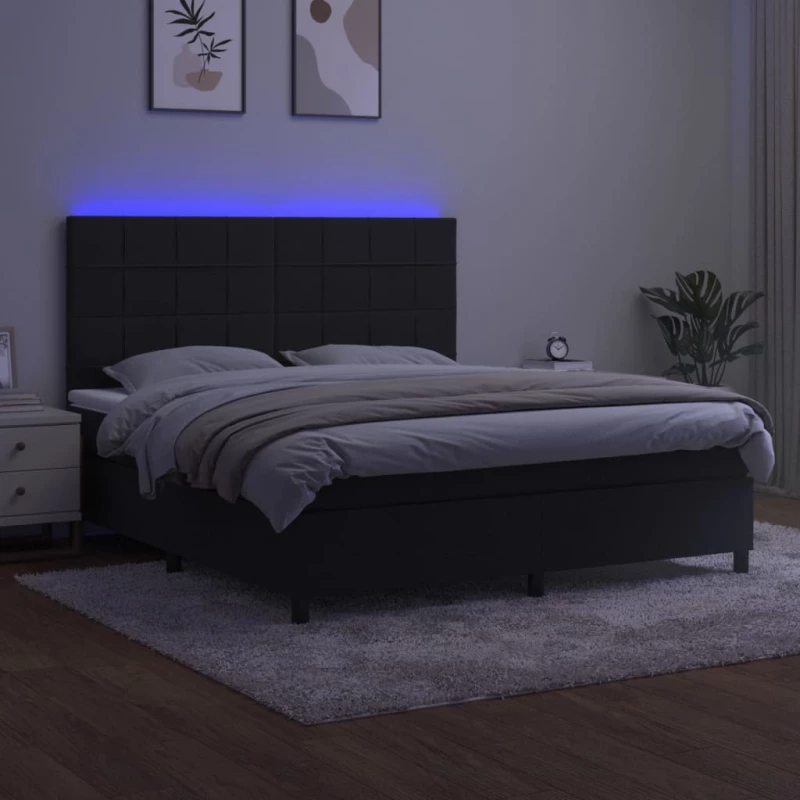 ΚΡΕΒΑΤΙ BOXSPRING ΜΕ ΣΤΡΩΜΑ & LED ΜΑΥΡΟ 160X200 ΕΚ. ΒΕΛΟΥΔΙΝΟ 3136133
