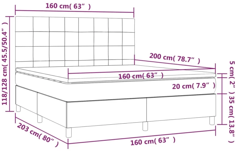 ΚΡΕΒΑΤΙ BOXSPRING ΜΕ ΣΤΡΩΜΑ & LED ΜΑΥΡΟ 160X200 ΕΚ. ΒΕΛΟΥΔΙΝΟ 3136133