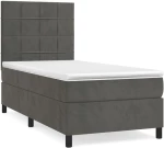 ΚΡΕΒΑΤΙ BOXSPRING ΜΕ ΣΤΡΩΜΑ ΣΚΟΥΡΟ ΓΚΡΙ 100X200 ΕΚ. ΒΕΛΟΥΔΙΝΟ 3143008