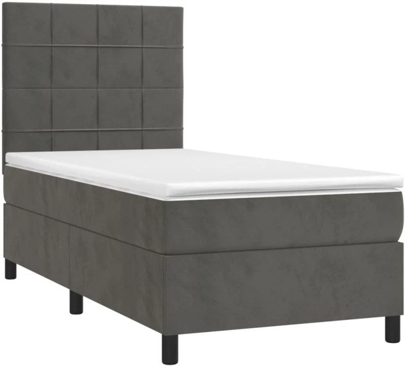 ΚΡΕΒΑΤΙ BOXSPRING ΜΕ ΣΤΡΩΜΑ ΣΚΟΥΡΟ ΓΚΡΙ 100X200 ΕΚ. ΒΕΛΟΥΔΙΝΟ 3143008