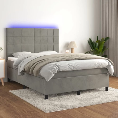ΚΡΕΒΑΤΙ BOXSPRING ΜΕ ΣΤΡΩΜΑ & LED ΑΝ.ΓΚΡΙ 140X200 ΕΚ. ΒΕΛΟΥΔΙΝΟ 3136125