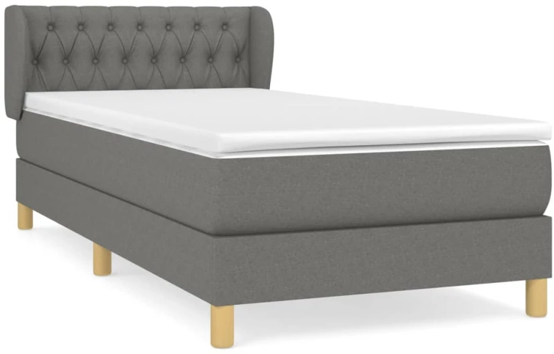 ΚΡΕΒΑΤΙ BOXSPRING ΜΕ ΣΤΡΩΜΑ ΣΚΟΥΡΟ ΓΚΡΙ 90X190 ΕΚ. ΥΦΑΣΜΑΤΙΝΟ 3127006