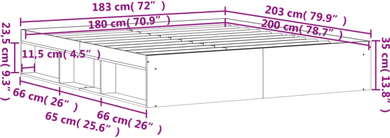 ΠΛΑΙΣΙΟ ΚΡΕΒΑΤΙΟΥ ΚΑΠΝΙΣΤΗ ΔΡΥΣ 180 X 200 ΕΚ. SUPER KING 3203884