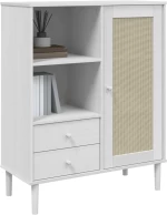 ΝΤΟΥΛΑΠΙ ΨΗΛΟ SENJA ΛΕΥΚΟ/ΡΑΤΑΝ 90X40X112 ΕΚ. ΜΑΣΙΦ ΞΥΛΟ ΠΕΥΚΟΥ 358056
