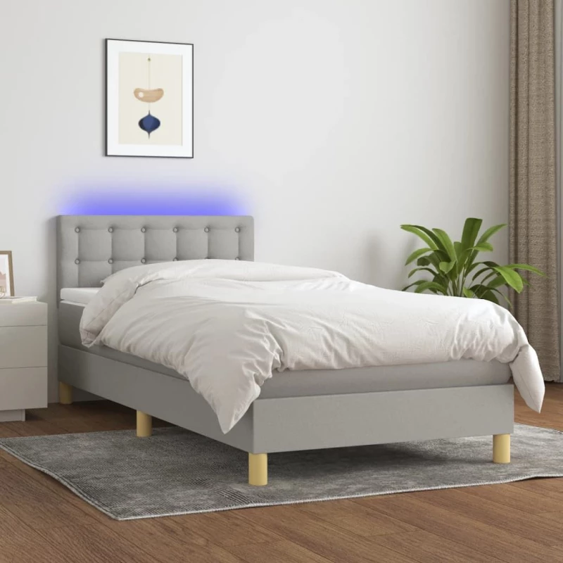 ΚΡΕΒΑΤΙ BOXSPRING ΜΕ ΣΤΡΩΜΑ & LED ΑΝ.ΓΚΡΙ 90X200 ΕΚ. ΥΦΑΣΜΑΤΙΝΟ 3134005