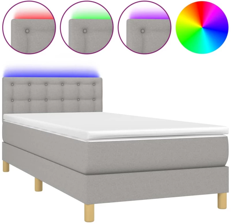 ΚΡΕΒΑΤΙ BOXSPRING ΜΕ ΣΤΡΩΜΑ & LED ΑΝ.ΓΚΡΙ 90X200 ΕΚ. ΥΦΑΣΜΑΤΙΝΟ 3134005