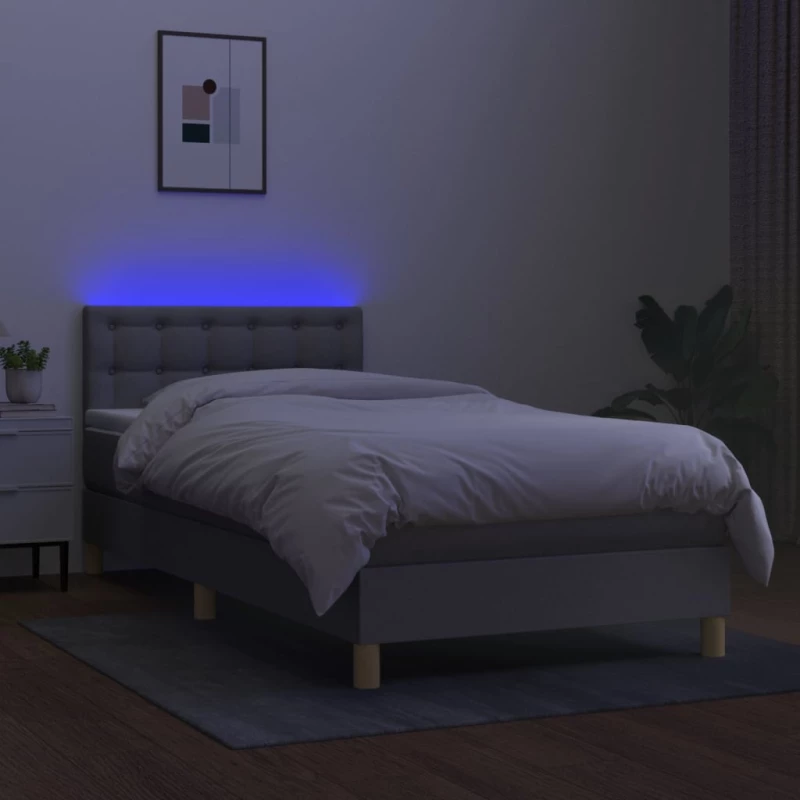 ΚΡΕΒΑΤΙ BOXSPRING ΜΕ ΣΤΡΩΜΑ & LED ΑΝ.ΓΚΡΙ 90X200 ΕΚ. ΥΦΑΣΜΑΤΙΝΟ 3134005