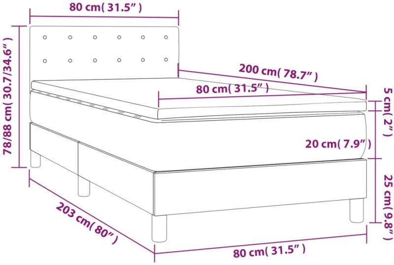 ΚΡΕΒΑΤΙ BOXSPRING ΜΕ ΣΤΡΩΜΑ ΣΚΟΥΡΟ ΓΚΡΙ 80X200 ΕΚ. ΥΦΑΣΜΑΤΙΝΟ 3140330