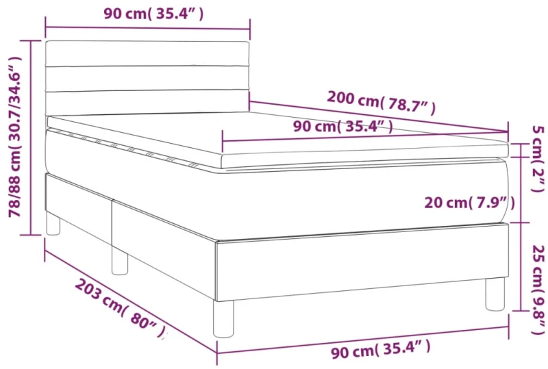 ΚΡΕΒΑΤΙ BOXSPRING ΜΕ ΣΤΡΩΜΑ TAUPE 90X200 ΕΚ. ΥΦΑΣΜΑΤΙΝΟ 3140669