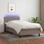 ΚΡΕΒΑΤΙ BOXSPRING ΜΕ ΣΤΡΩΜΑ & LED TAUPE 90X200 ΕΚ. ΥΦΑΣΜΑΤΙΝΟ 3133209