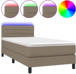 ΚΡΕΒΑΤΙ BOXSPRING ΜΕ ΣΤΡΩΜΑ & LED TAUPE 90X200 ΕΚ. ΥΦΑΣΜΑΤΙΝΟ 3133209