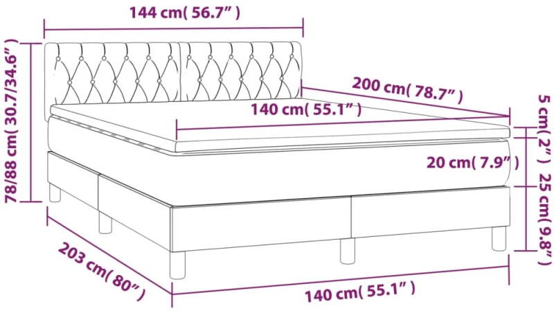 ΚΡΕΒΑΤΙ BOXSPRING ΜΕ ΣΤΡΩΜΑ ΑΝΟΙΧΤΟ ΓΚΡΙ 140X200 ΕΚ. ΥΦΑΣΜΑΤΙΝΟ 3140297