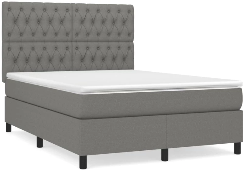ΚΡΕΒΑΤΙ BOXSPRING ΜΕ ΣΤΡΩΜΑ ΣΚΟΥΡΟ ΓΚΡΙ 140X190 ΕΚ. ΥΦΑΣΜΑΤΙΝΟ 3142010