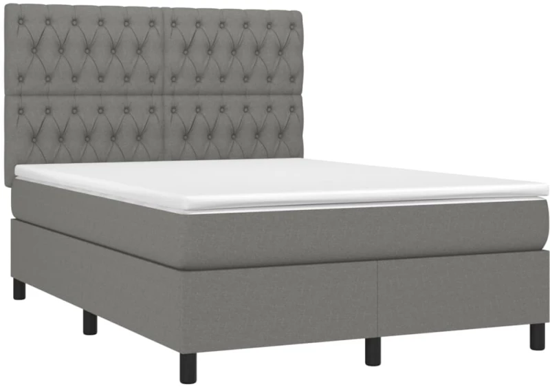 ΚΡΕΒΑΤΙ BOXSPRING ΜΕ ΣΤΡΩΜΑ ΣΚΟΥΡΟ ΓΚΡΙ 140X190 ΕΚ. ΥΦΑΣΜΑΤΙΝΟ 3142010