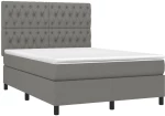 ΚΡΕΒΑΤΙ BOXSPRING ΜΕ ΣΤΡΩΜΑ ΣΚΟΥΡΟ ΓΚΡΙ 140X190 ΕΚ. ΥΦΑΣΜΑΤΙΝΟ 3142010