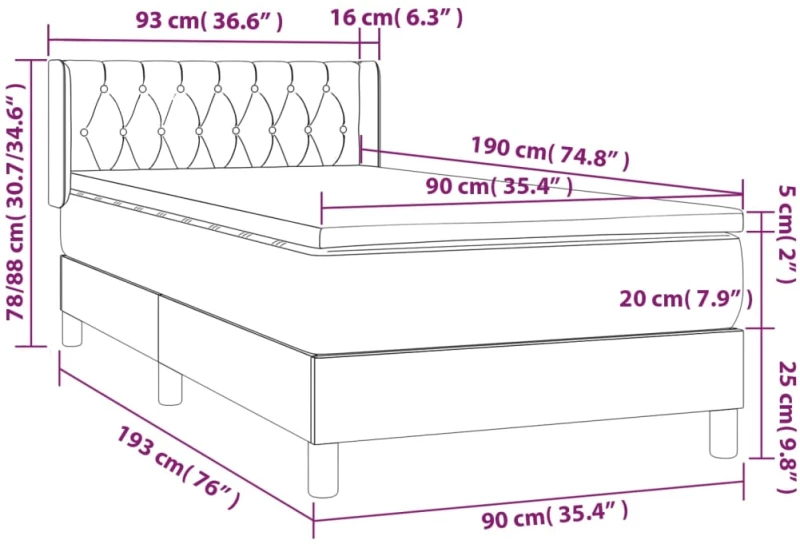 ΚΡΕΒΑΤΙ BOXSPRING ΜΕ ΣΤΡΩΜΑ ΑΝΟΙΧΤΟ ΓΚΡΙ 90X190 ΕΚ. ΥΦΑΣΜΑΤΙΝΟ 3130473