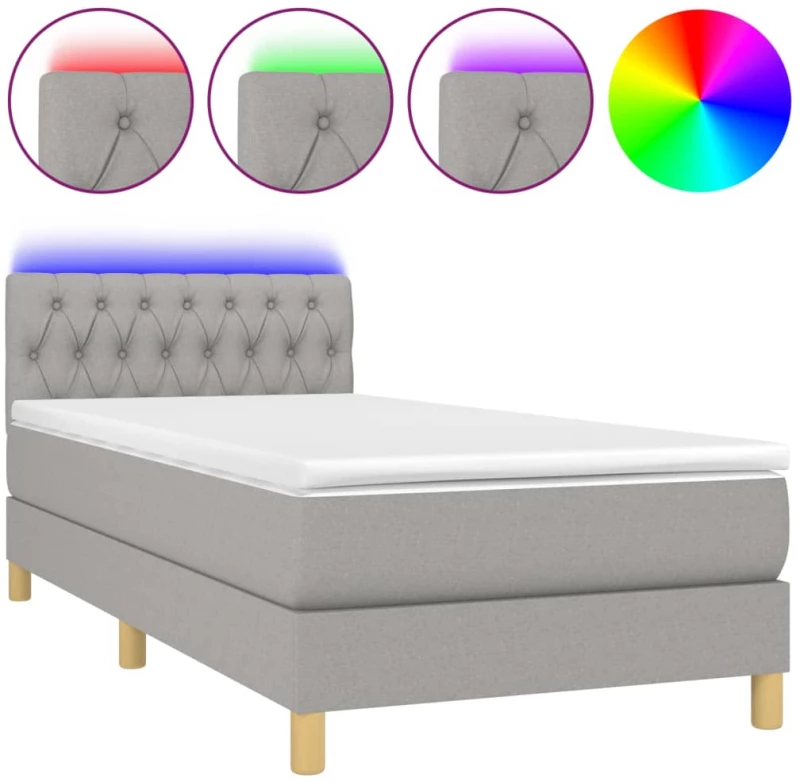 ΚΡΕΒΑΤΙ BOXSPRING ΜΕ ΣΤΡΩΜΑ & LED ΑΝ.ΓΚΡΙ 90X190 ΕΚ. ΥΦΑΣΜΑΤΙΝΟ 3133917