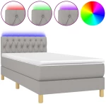 ΚΡΕΒΑΤΙ BOXSPRING ΜΕ ΣΤΡΩΜΑ & LED ΑΝ.ΓΚΡΙ 90X190 ΕΚ. ΥΦΑΣΜΑΤΙΝΟ 3133917