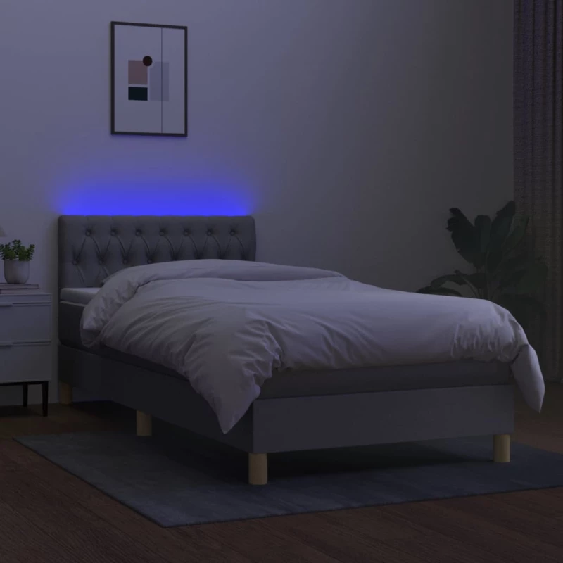 ΚΡΕΒΑΤΙ BOXSPRING ΜΕ ΣΤΡΩΜΑ & LED ΑΝ.ΓΚΡΙ 90X190 ΕΚ. ΥΦΑΣΜΑΤΙΝΟ 3133917