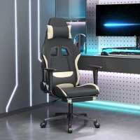 ΚΑΡΕΚΛΑ GAMING ΜΑΥΡΟ ΚΑΙ ΚΡΕΜ ΎΦΑΣΜΑ ΜΕ ΥΠΟΠΟΔΙΟ 3143743