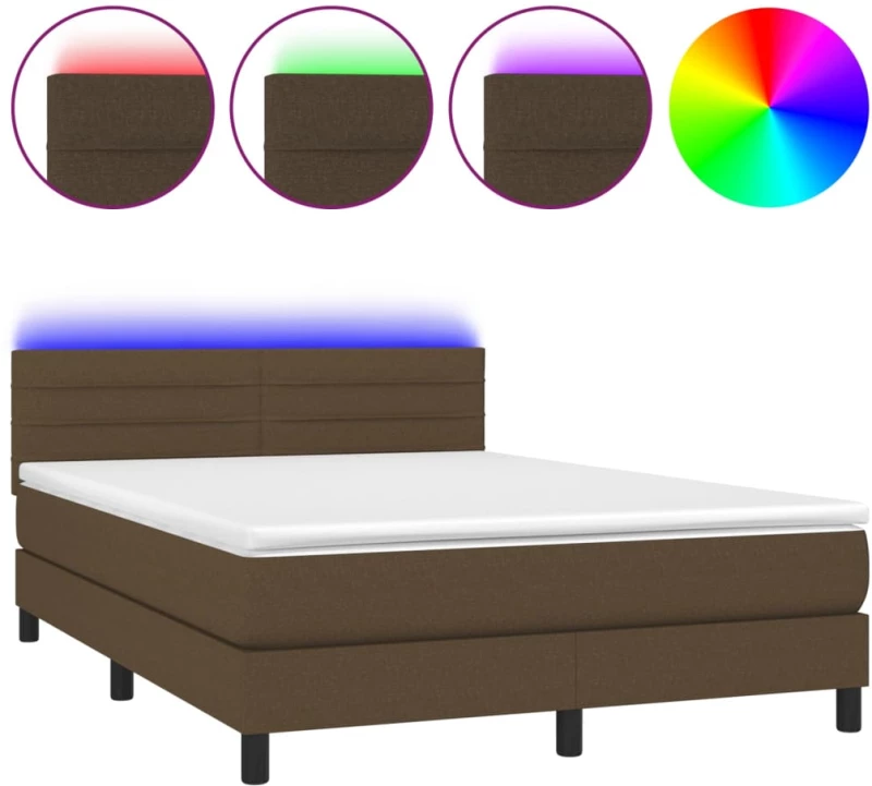 ΚΡΕΒΑΤΙ BOXSPRING ΜΕ ΣΤΡΩΜΑ & LED ΣΚ.ΚΑΦΕ 140X190 ΕΚ ΥΦΑΣΜΑΤΙΝΟ 3133232
