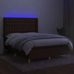 ΚΡΕΒΑΤΙ BOXSPRING ΜΕ ΣΤΡΩΜΑ & LED ΣΚ.ΚΑΦΕ 140X190ΕΚ. ΥΦΑΣΜΑΤΙΝΟ 3139192