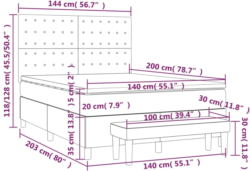 ΚΡΕΒΑΤΙ BOXSPRING ΜΕ ΣΤΡΩΜΑ ΣΚΟΥΡΟ ΚΑΦΕ 140X200 ΕΚ ΥΦΑΣΜΑΤΙΝΟ 3136920