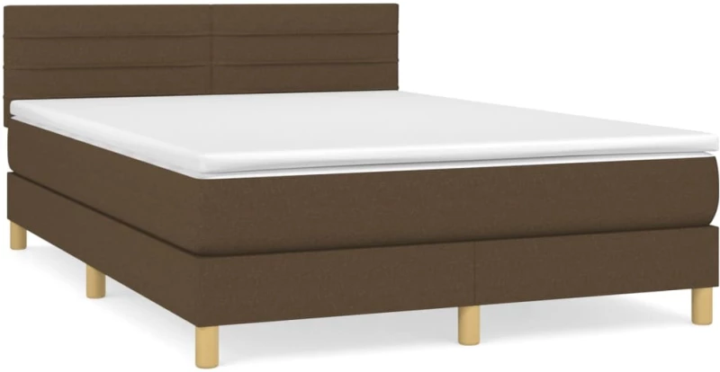 ΚΡΕΒΑΤΙ BOXSPRING ΜΕ ΣΤΡΩΜΑ ΣΚΟΥΡΟ ΚΑΦΕ 140X200 ΕΚ ΥΦΑΣΜΑΤΙΝΟ 3140700