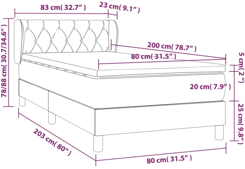 ΚΡΕΒΑΤΙ BOXSPRING ΜΕ ΣΤΡΩΜΑ ΑΝΟΙΧΤΟ ΓΚΡΙ 80X200 ΕΚ. ΥΦΑΣΜΑΤΙΝΟ 3126997