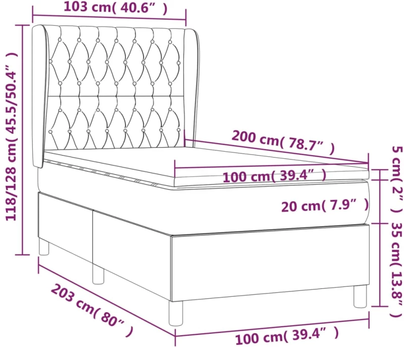 ΚΡΕΒΑΤΙ BOXSPRING ΜΕ ΣΤΡΩΜΑ TAUPE 100 X 200 ΕΚ. ΥΦΑΣΜΑΤΙΝΟ 3128745