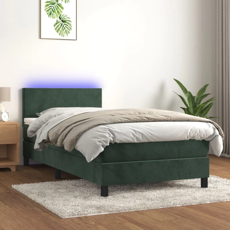 ΚΡΕΒΑΤΙ BOXSPRING ΜΕ ΣΤΡΩΜΑ & LED ΣΚ. ΠΡΑΣΙΝΟ 90X200 ΕΚ ΒΕΛΟΥΔΟ 3134264