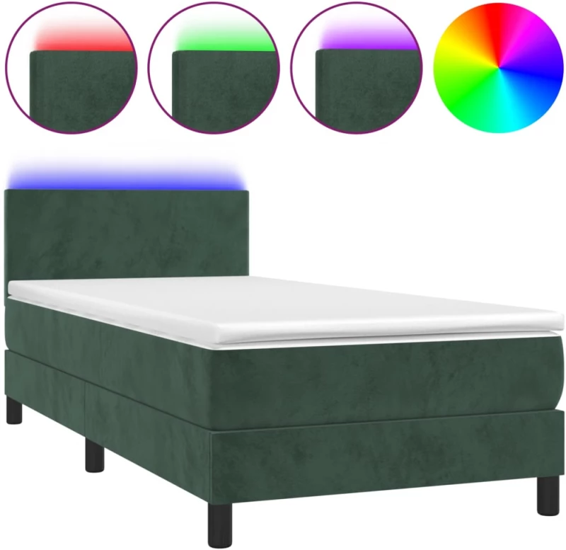 ΚΡΕΒΑΤΙ BOXSPRING ΜΕ ΣΤΡΩΜΑ & LED ΣΚ. ΠΡΑΣΙΝΟ 90X200 ΕΚ ΒΕΛΟΥΔΟ 3134264