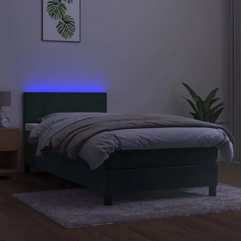 ΚΡΕΒΑΤΙ BOXSPRING ΜΕ ΣΤΡΩΜΑ & LED ΣΚ. ΠΡΑΣΙΝΟ 90X200 ΕΚ ΒΕΛΟΥΔΟ 3134264