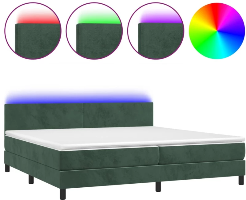 ΚΡΕΒΑΤΙ BOXSPRING ΜΕ ΣΤΡΩΜΑ & LED ΣΚ. ΠΡΑΣΙΝΟ 200X200ΕΚ ΒΕΛΟΥΔΟ 3134306