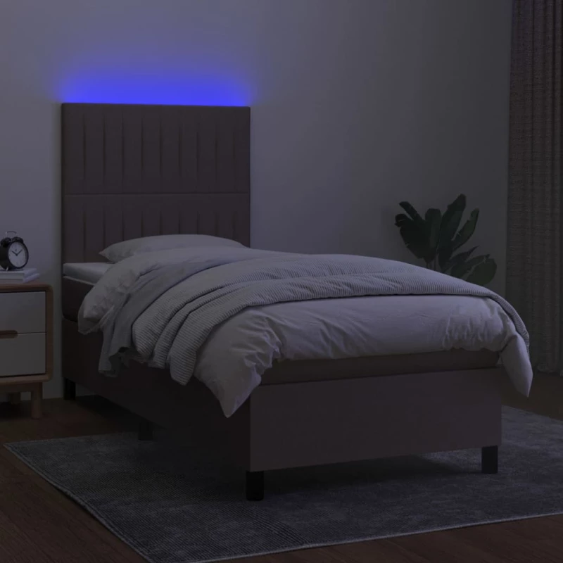 ΚΡΕΒΑΤΙ BOXSPRING ΜΕ ΣΤΡΩΜΑ & LED TAUPE 100X200 ΕΚ. ΥΦΑΣΜΑΤΙΝΟ 3135017