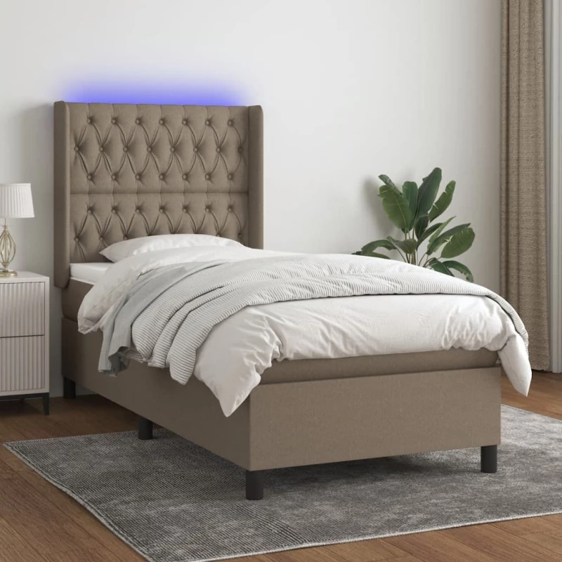ΚΡΕΒΑΤΙ BOXSPRING ΜΕ ΣΤΡΩΜΑ & LED TAUPE 100X200 ΕΚ. ΥΦΑΣΜΑΤΙΝΟ 3138537