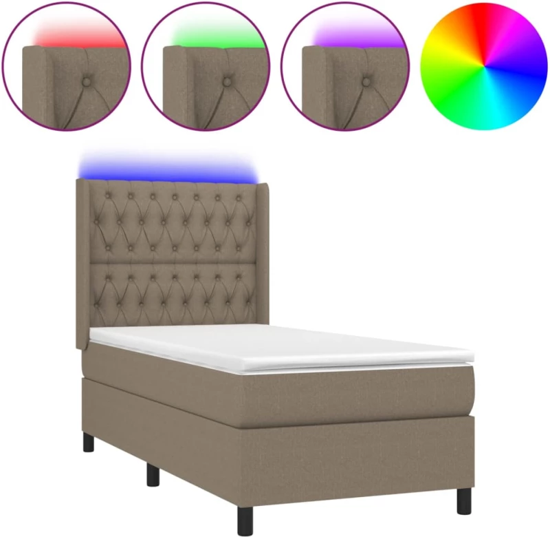 ΚΡΕΒΑΤΙ BOXSPRING ΜΕ ΣΤΡΩΜΑ & LED TAUPE 100X200 ΕΚ. ΥΦΑΣΜΑΤΙΝΟ 3138537