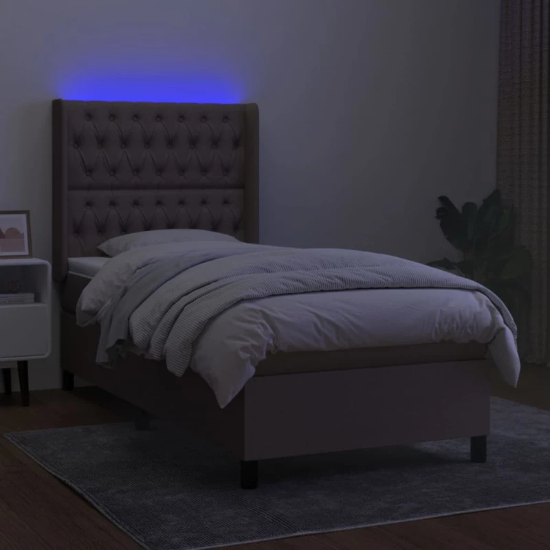 ΚΡΕΒΑΤΙ BOXSPRING ΜΕ ΣΤΡΩΜΑ & LED TAUPE 100X200 ΕΚ. ΥΦΑΣΜΑΤΙΝΟ 3138537